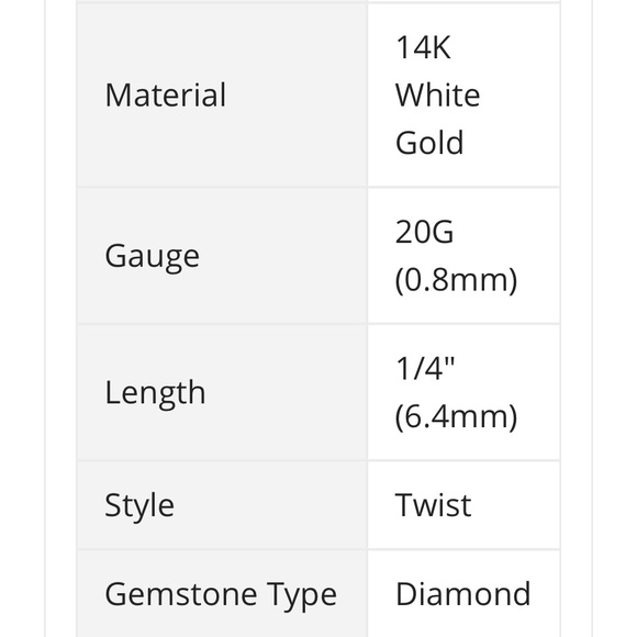 Custom Diamond Nose Ring 14k White Gold - Picture 12 of 13